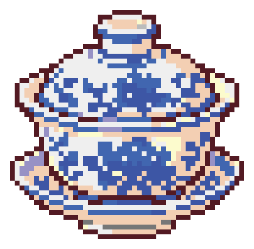 Blue and white gaiwan fuse bead artwork preview