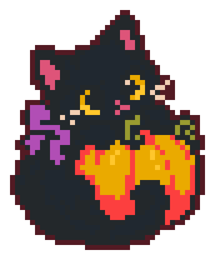 Black cat with pumpkin fuse bead artwork preview