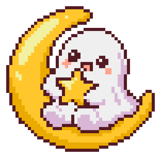 Ghost on crescent moon fuse bead artwork preview